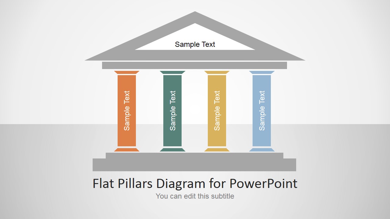 Flat Pillars Diagram for PowerPoint SlideModel