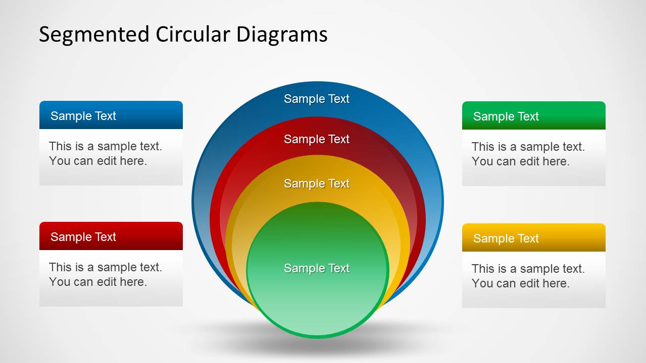 4 Step Segmented Circular Diagrams For Powerpoint Slidemodel