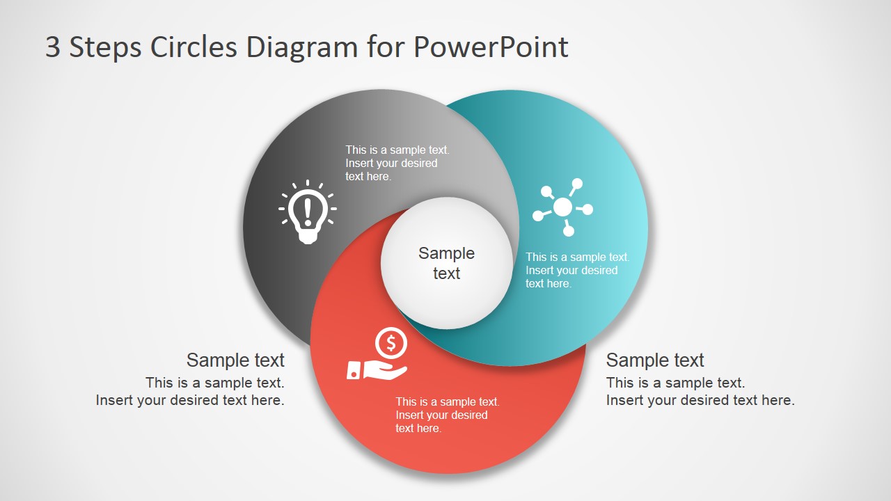 3 Step Circles Diagram For Powerpoint Slidemodel