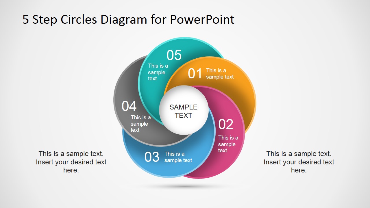 5 Step Circles Diagram for PowerPoint SlideModel