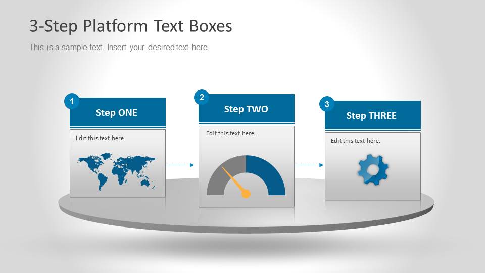 3 Steps Platform And Text Boxes Design For Powerpoint Slidemodel 4887