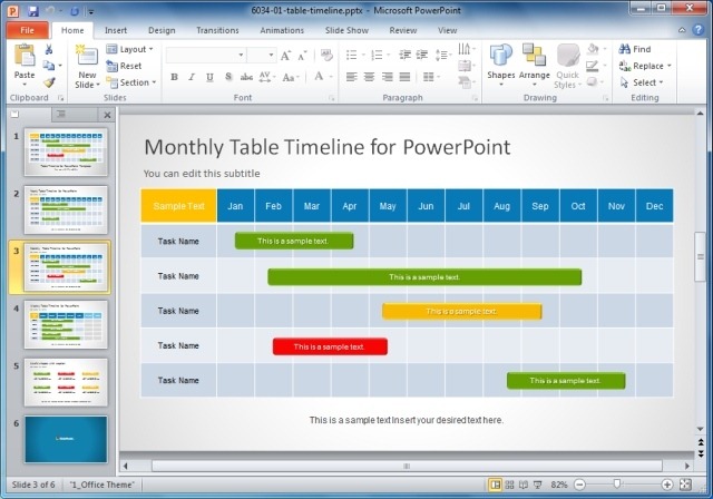 Calendar Timeline Template