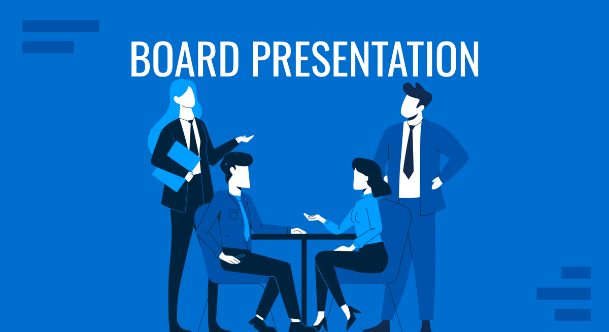 Cover for board presentation guide by SlideModel