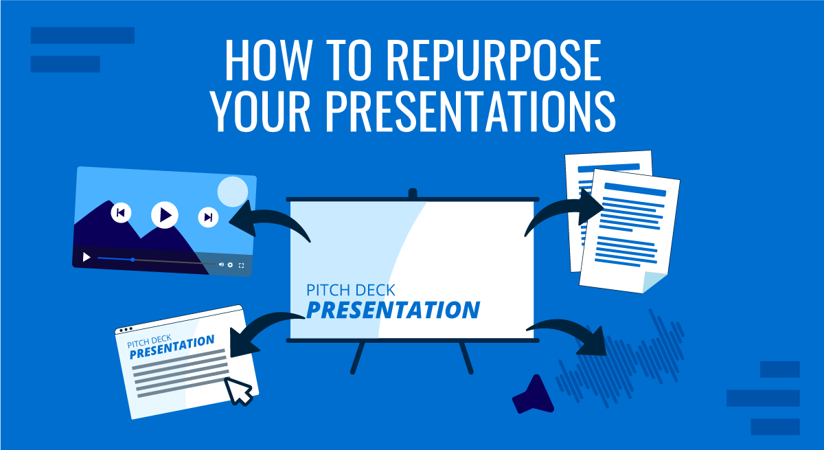 Cover for how to repurpose your presentations guide by SlideModel