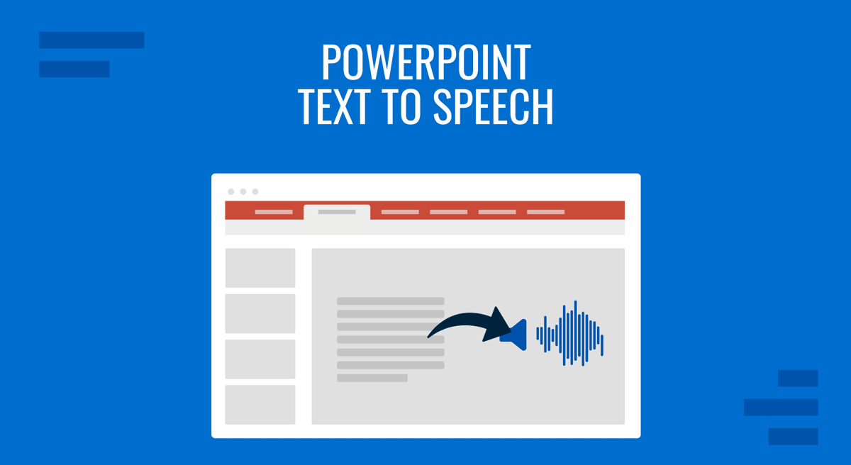 Cover for PowerPoint Text to Speech guide by SlideModel