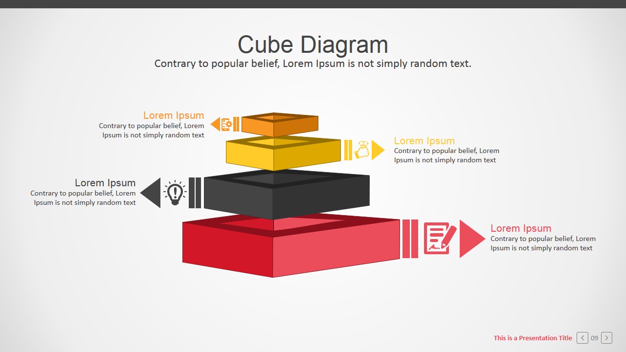 3D Cubes PowerPoint Diagram Flat Design