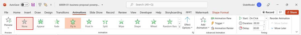 remove animation in powerpoint