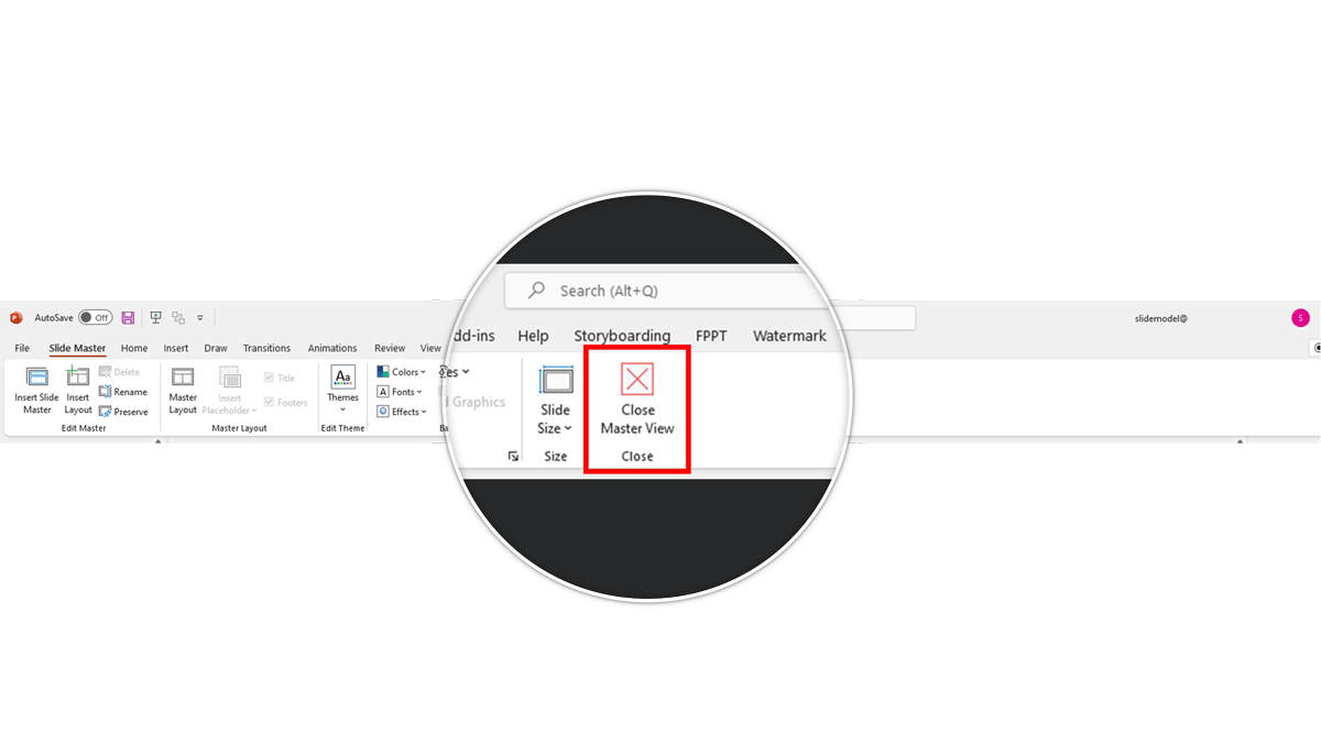 Insert slide number Close Master View