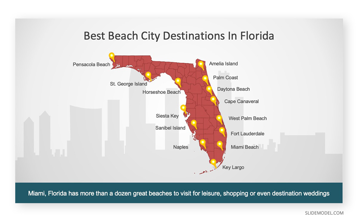 Map of Florida PPT Template Florida State Outline Map PPT Template
