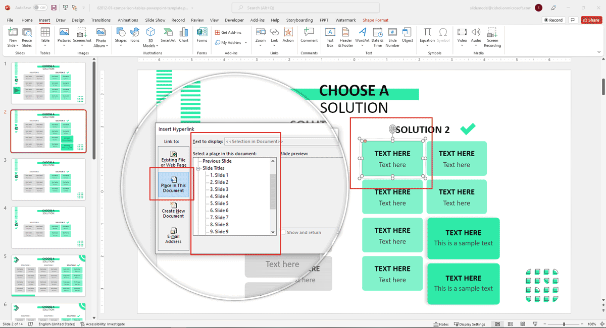 insert link to other slide in PowerPoint