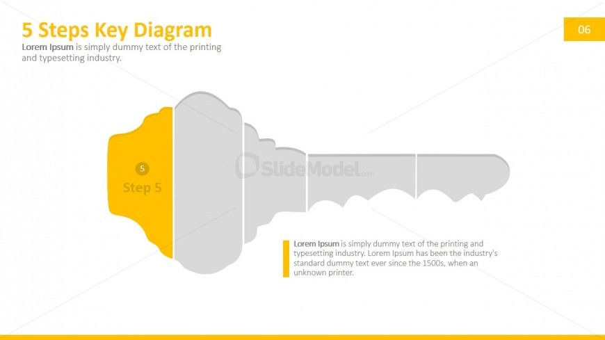 Key Clipart Shape for PowerPoint 5 Steps