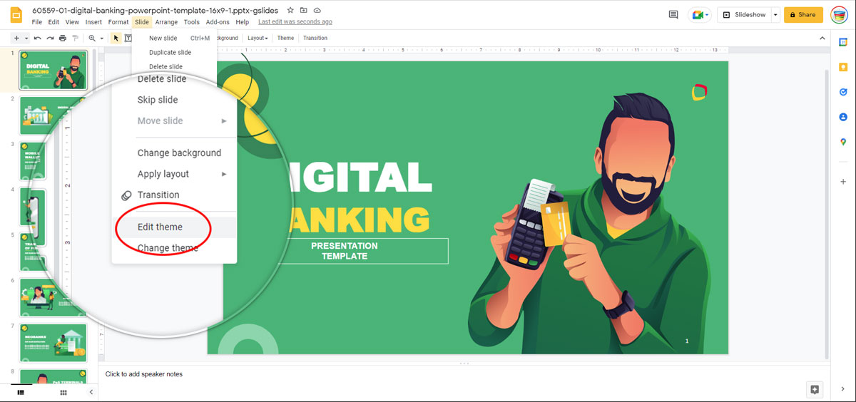 Google Slides Edit Theme Menu