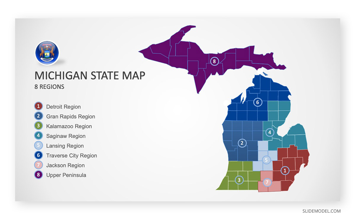 Map of Michigan Michigan County Map PPT Template