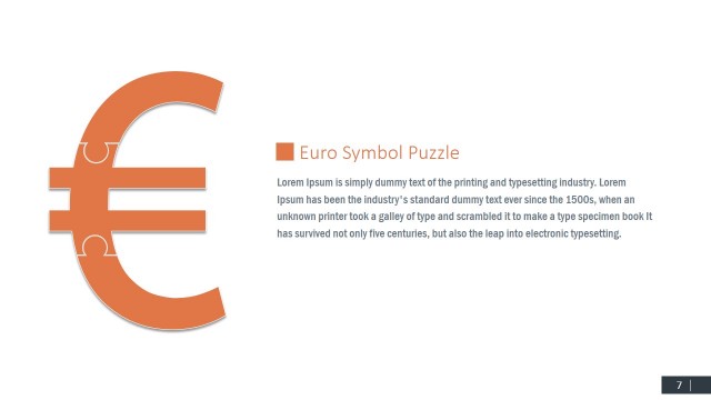 Editable Euro Puzzle Symbol for PowerPoint
