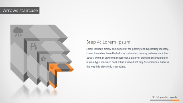 Four PowerPoint Steps 3D Arrows Diagram