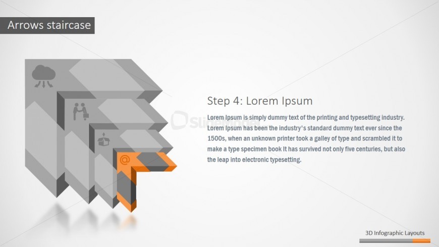 PowerPoint Diagram 3D Arrows Stairs Four Steps
