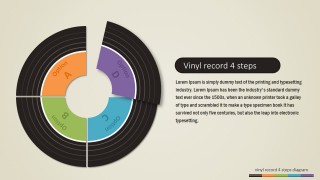 Four Steps Vinyl Record PowerPoint Diagram