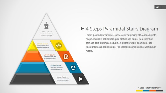 4 Steps Pyramidal Stairs PowerPoint Diagram