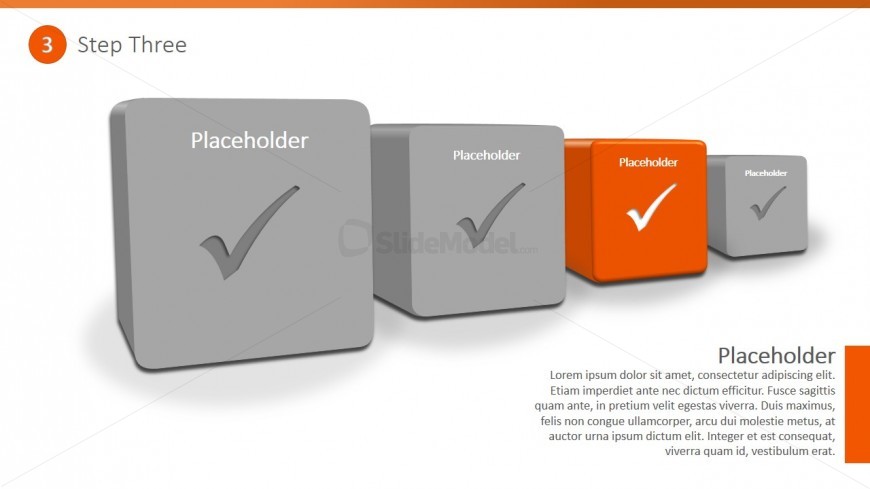 PPT Diagram Four Steps 3D Checklist