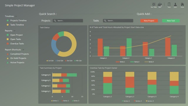 Project Portfolio Dashboard Slide for PowerPoint