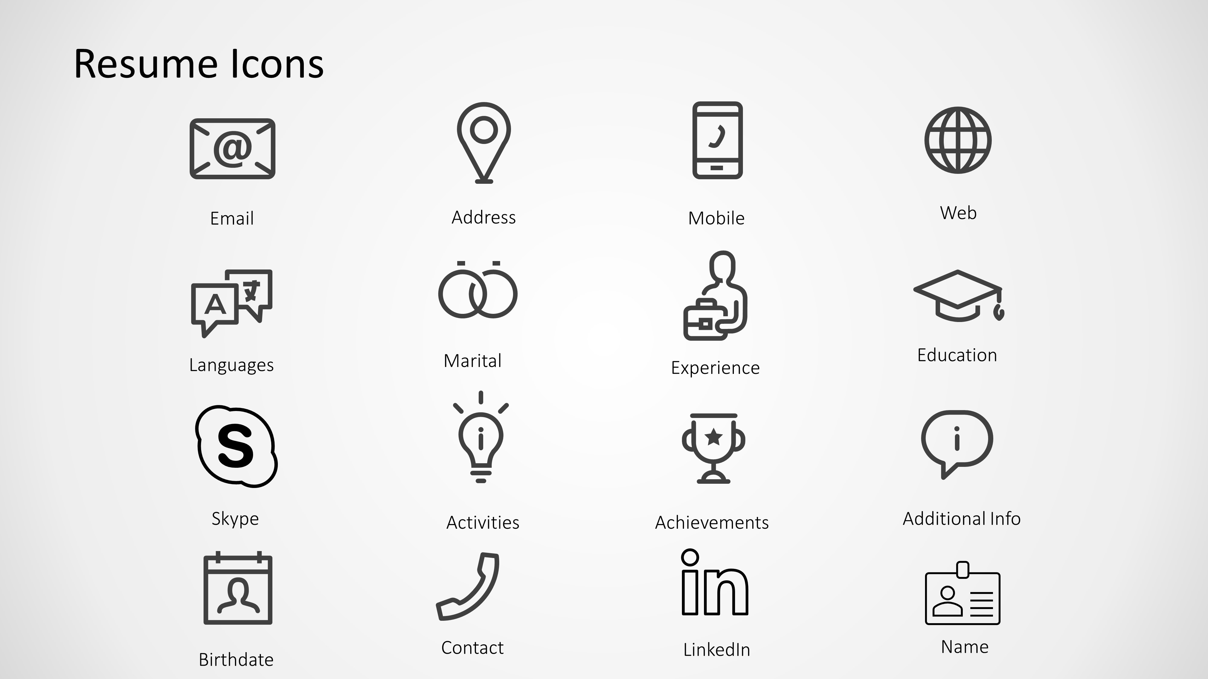 Professional Resume Icons for PowerPoint SlideModel