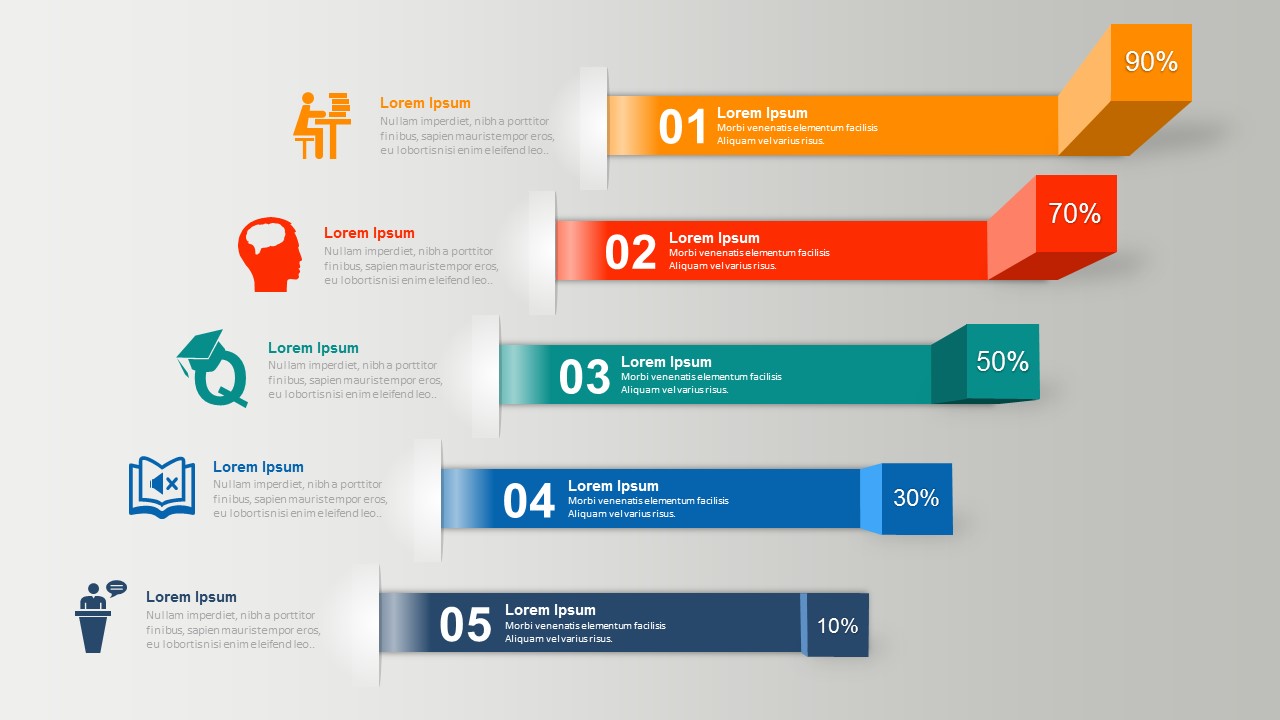 3D Horizontal Steps Infographics PowerPoint 