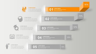 3D Column Infographics With 5 Steps Process Diagram