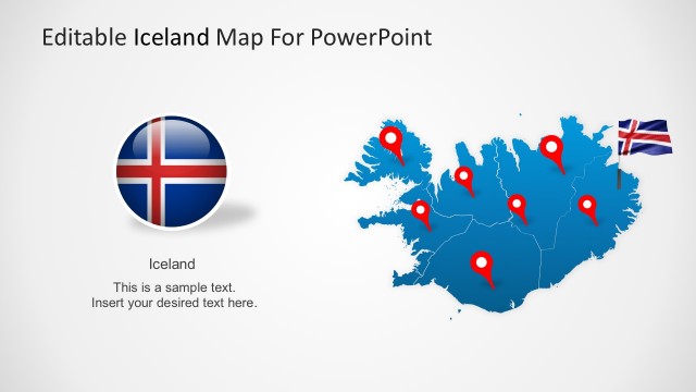 Iceland Map For PowerPoint With Country Flag