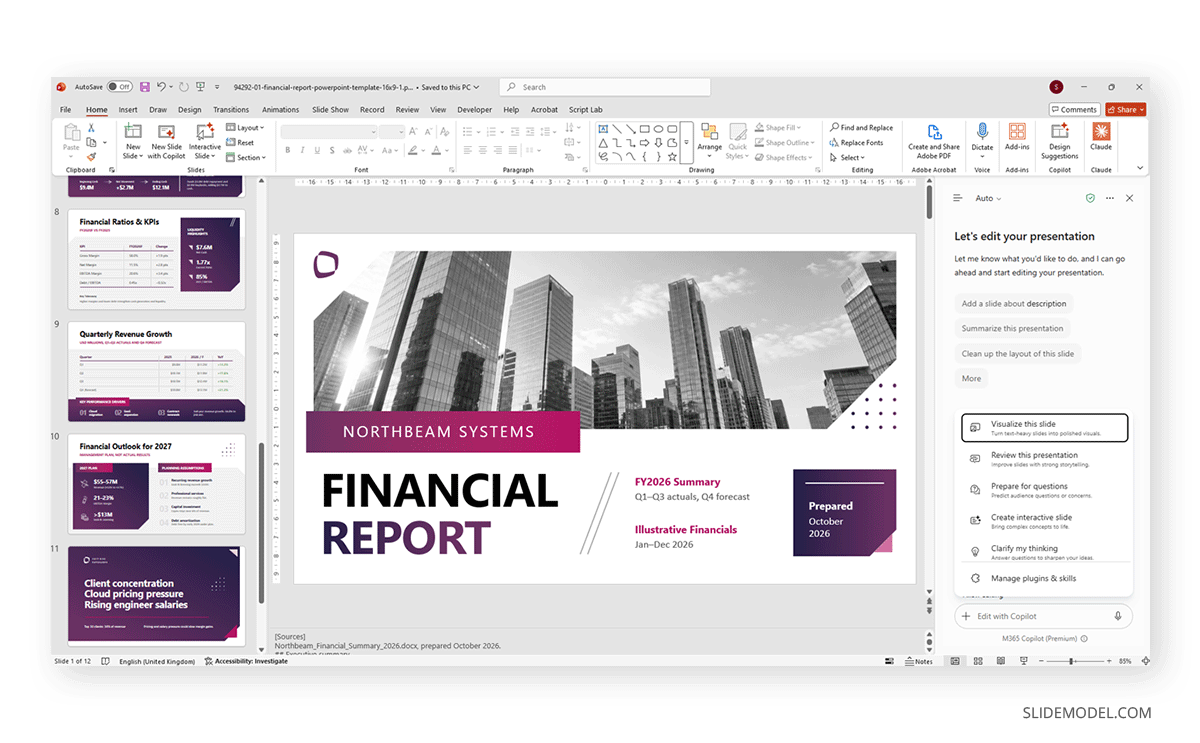 How to find Copilot skills in PowerPoint