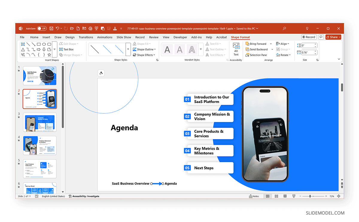 How to add breadcrumbs with shapes in PowerPoint