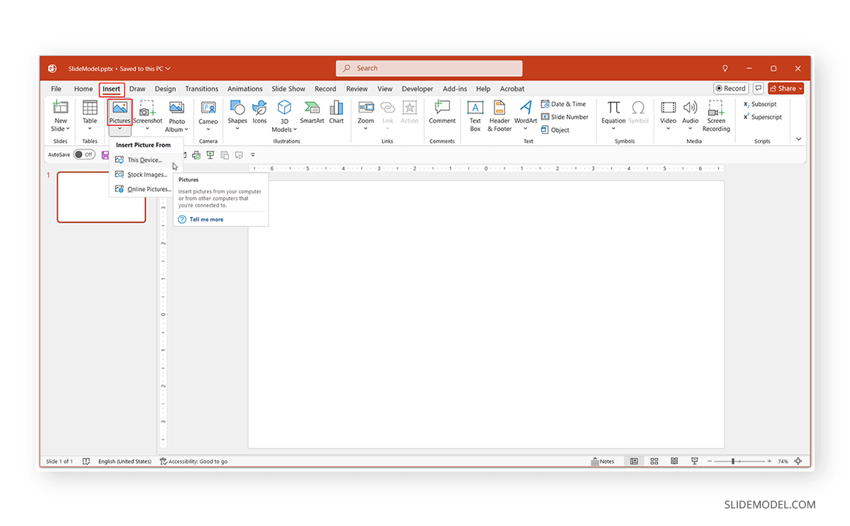 Adding a picture in PowerPoint