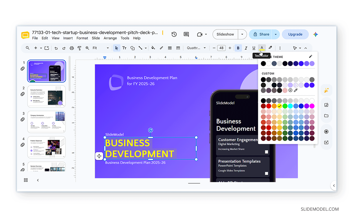 Change Google Slides text color