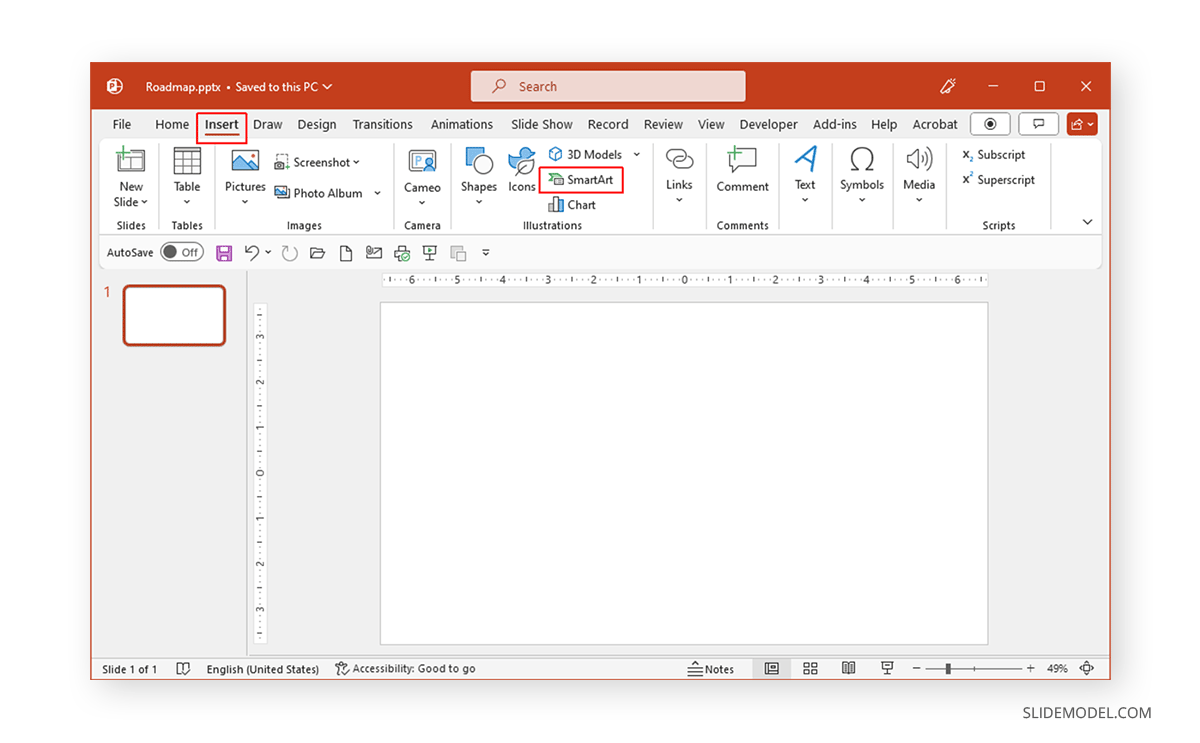 Insert SmartArt in PowerPoint