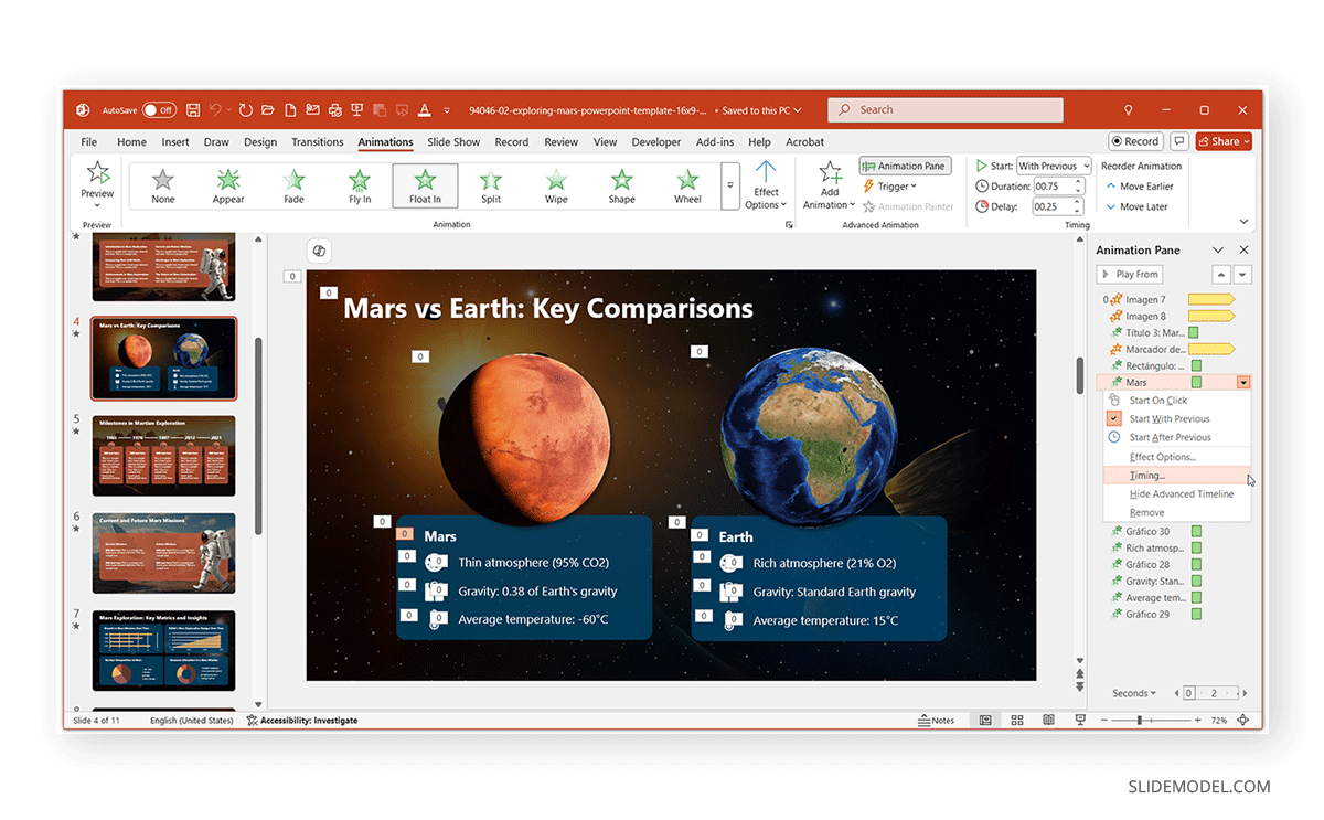Astronomy presentation template with PowerPoint loop animation