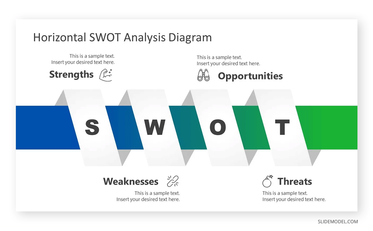 Free Horizontal PPT SWOT Template