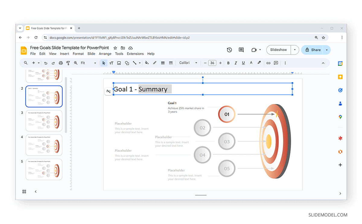 Selecting text for Google Slides Strikethrough