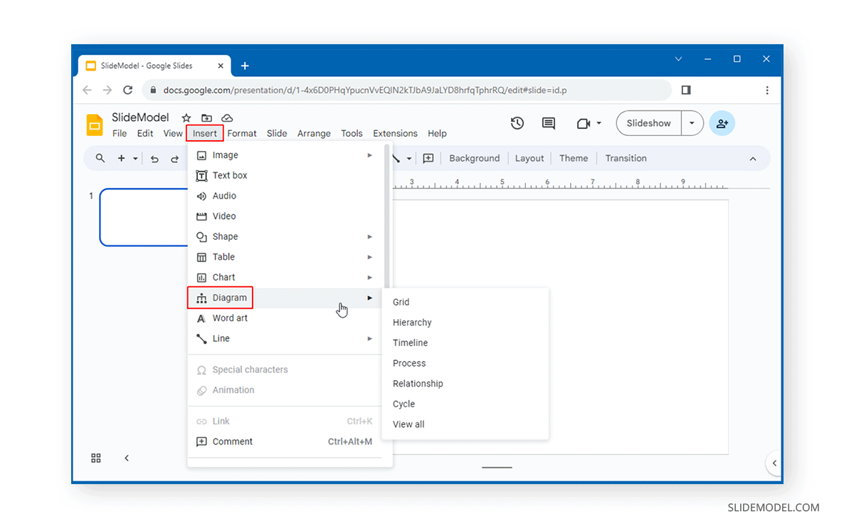 How to insert a diagram in Google Slides