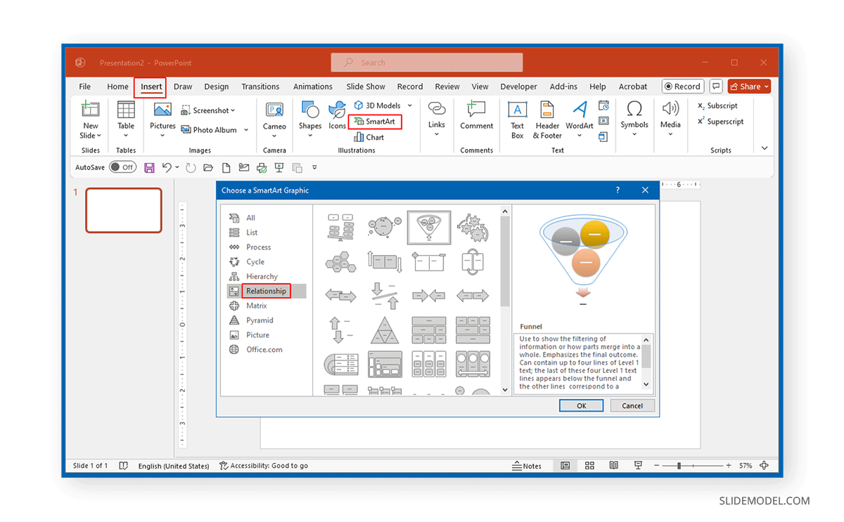 Creating a Funnel in PowerPoint using SmartArt