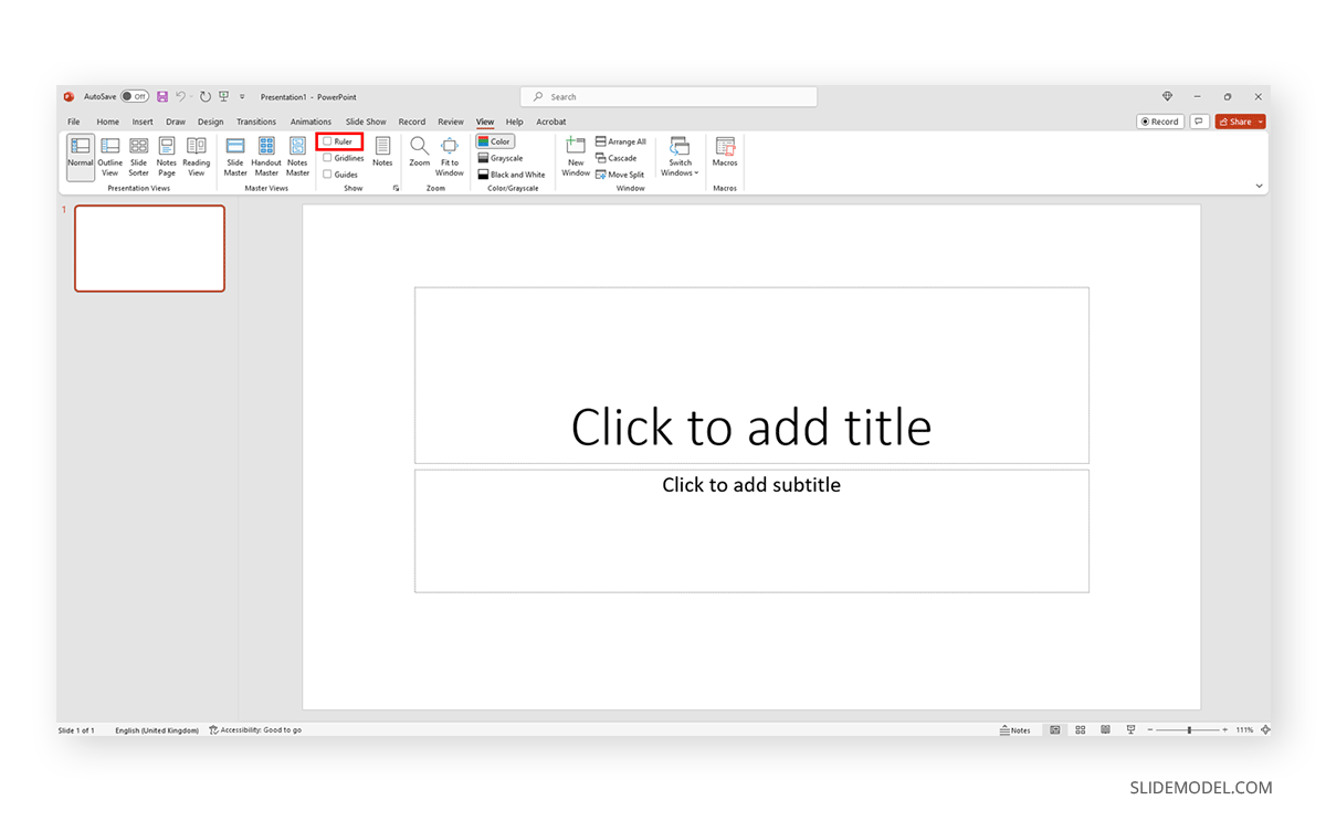 How to show ruler in PowerPoint