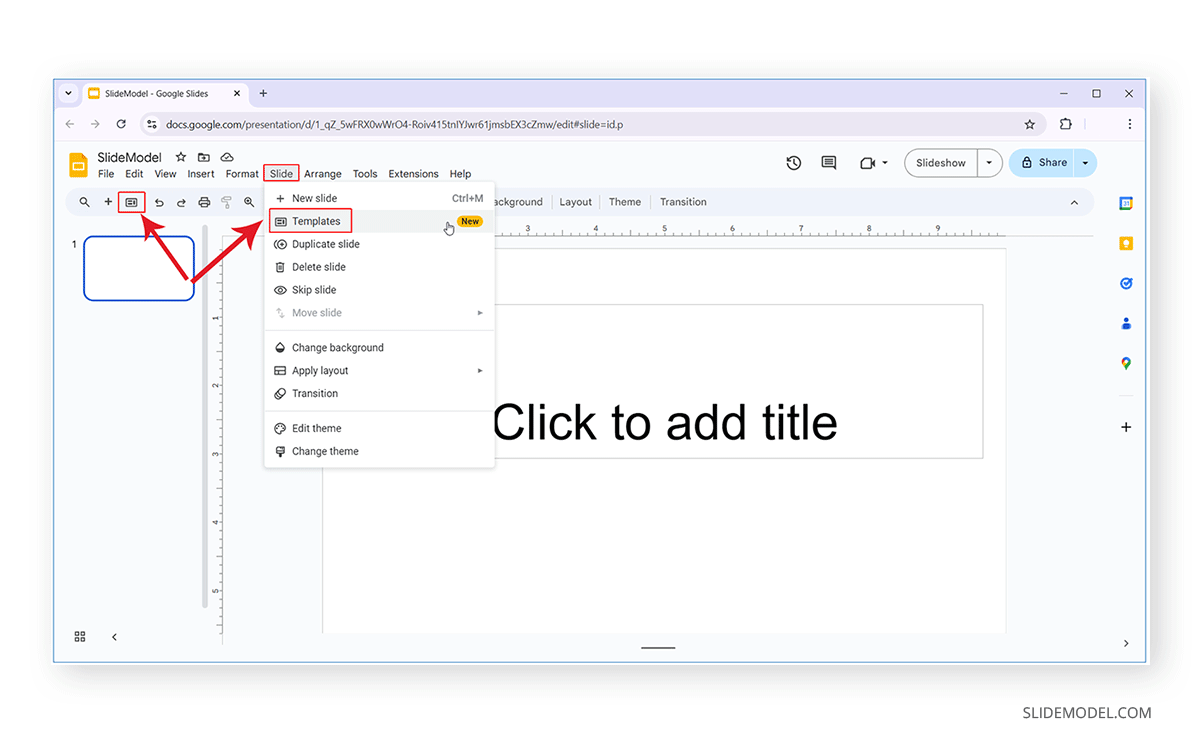 Where to find Templates in Google Slides