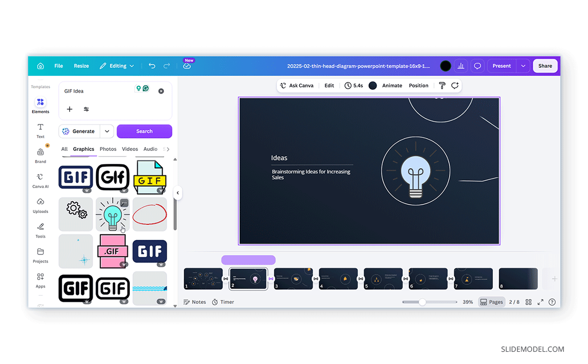 How to search for GIFs in Canva