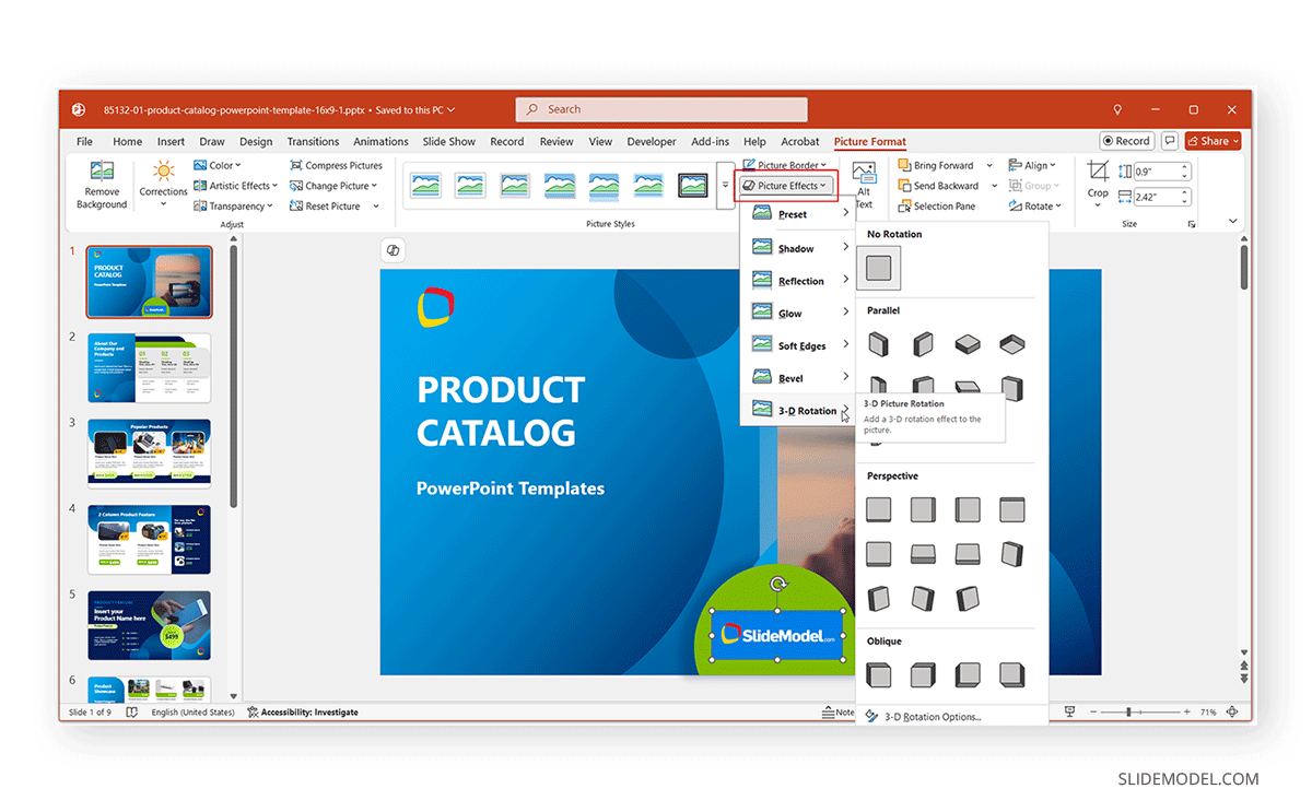 3D Rotation in PowerPoint from