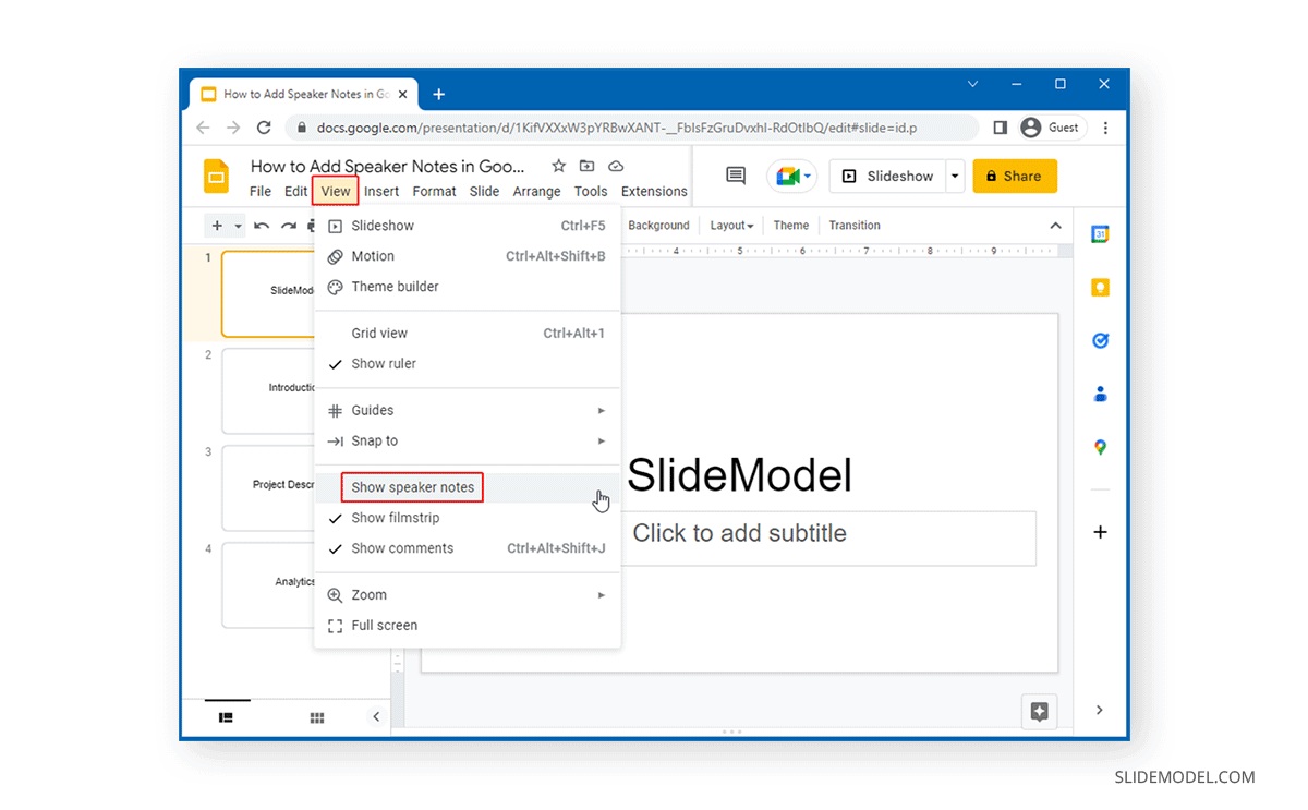 How to Add Speaker Notes in Google Slides