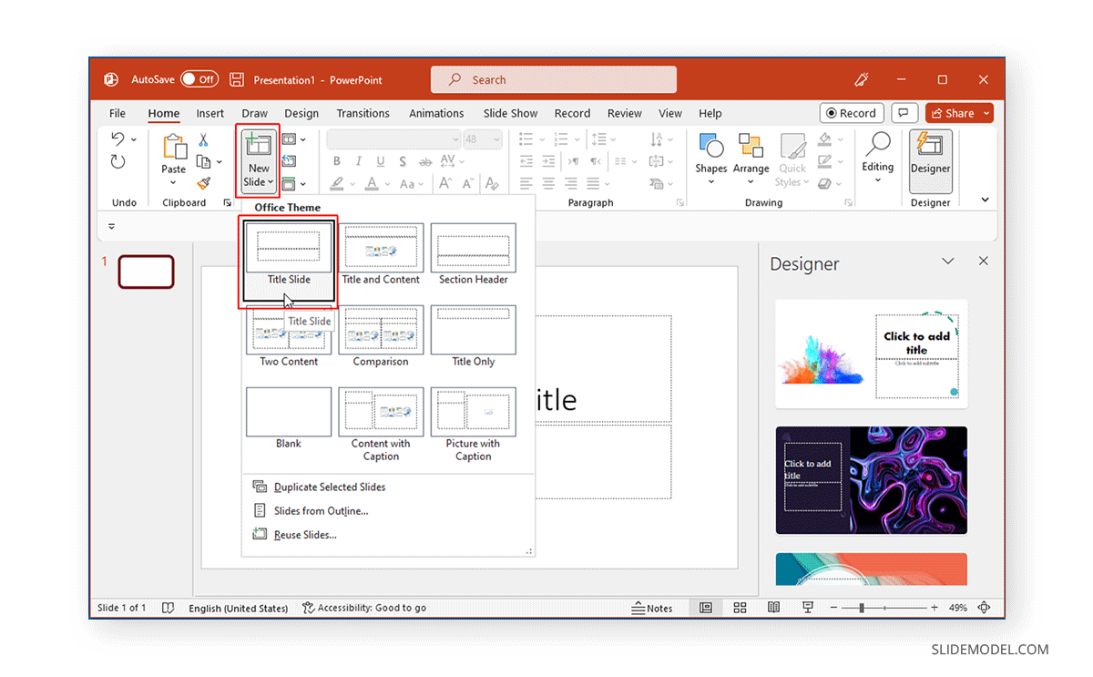 Add new title slide in PowerPoint