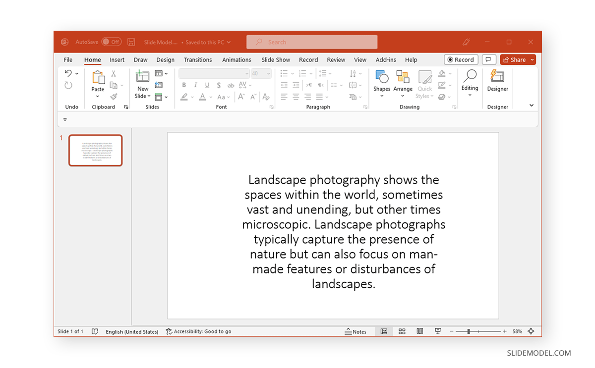 Texte dans une diapositive PowerPoint