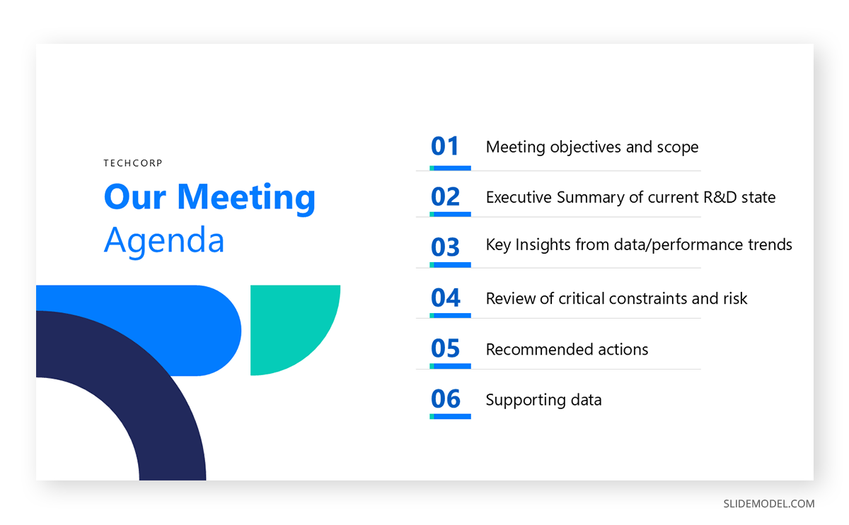 Meeting agenda slide executive PPT presentation