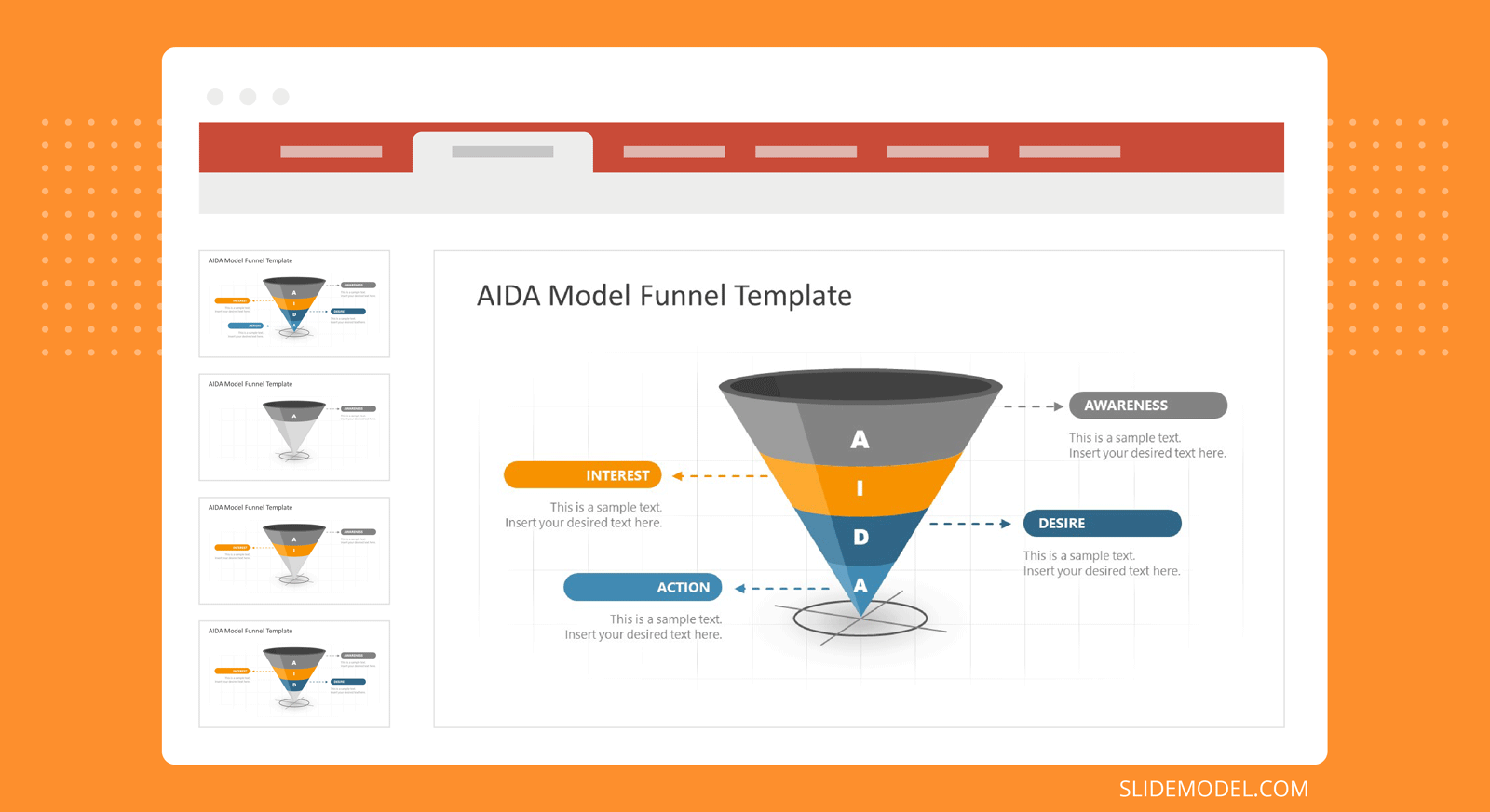 AIDA Model funnel template for presentations