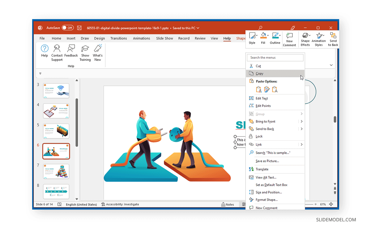 copier une zone de texte dans PowerPoint