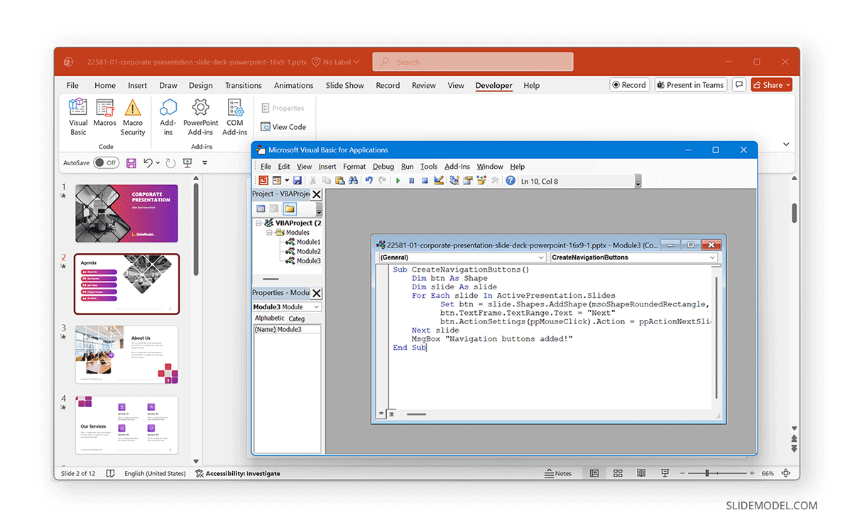 Creating a macro in PowerPoint