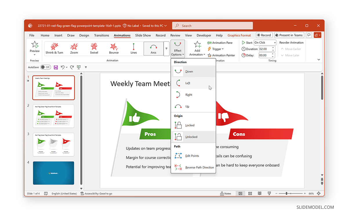 Effects for motion path animation PPT
